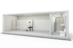 Container Vestiar – Echipat Complet cu Dulapuri Metalice pentru Vestiare si Bancute Vestiar – 8x3 m (24 mp)